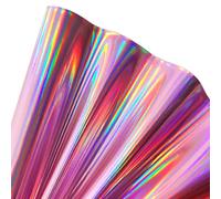 11.8"x53" Holographic Faux Leather Fabric, Mirror Reflective Vinyl for DIY Hair Bows Bags Sewing Crafts (Pink)