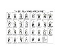 11.81 X 17.72 Inch Canvas Tai Chi Chair Workout Chart Poster Easy Display Workout Exercise Chart Posters Foldable Gym Wall Art Print Decor for Living Room Bedroom Home