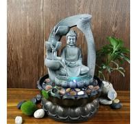 11.8in Buddha Tabletop Waterfall Fountain Fengshui Meditation Relaxing Indoor Decoration, Waterfall Kit with Circular Water Flow for Home, Office, Bedroom Decoration (11" × 8")