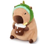 11.8in Large Capybara Plush Toy Capybara Toy Stuffed Capybara with Avocado Hat, Cuddly Toys Stuffed Animal and Plush Pillow Soft Animal Plushie Hugging Pillow Large Fluffy Cushion Doll Present