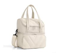 11.8L Insulated Lunch Tote with Two Isolated Compartments and PEVA Lining for Safe and Secure Food Transport (Beige)