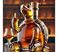 11.8oz / 350ML Whiskey Decanter Bottle - Art Statue, 3D Middle Finger Turtle Whiskey Wine Bottle with Wine Glass, Funny Glass Wines Carafe Whiskey Decanter, Animal Decanter(Turtle)