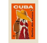 #11 Cuba Delta Airlines - Vintage Travel Poster - A4 A3 A2 - Quality Prints … (Not Framed, A4)