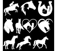 11 Cute Horse Fun Waterproof Stickers - Use on Car Bumpers, Laptops, Mirrors, Water Bottles, Scrabooking, Party Bag Fillers, Gifts (White, 13cm (5.1") Pack)