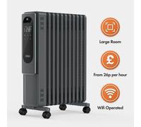 11 Fin Smart Oil Filled Radiator 2500W with Digital Display - Grey