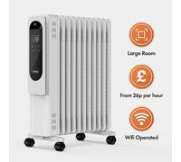 VonHaus Oil Filled Radiator 11 Fins U Shape - w/WiFi, Remote, 2500W - White | Electric Portable Freestanding Heater for Home, Office, Any Room - Smart Compatible w/Alexa & Google Home, 4 Heat Settings