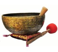 11" Finest Meditation Mantra carved Singing bowl, Etching Tibetan Art Singing Bowl With Drum Stick Cushions and Mallet,Bowls from tibet