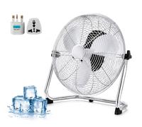 11" Floor Fan with 3 Speeds, Adjustable Head, Standing Metal Pedestal with Powerful Circulation, Industrial fan with a UK-Spec Adapter, Pedestal fan for Home, Office, Gym