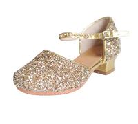 11 Girls Kids MID Low HIGH Heel Clearance,Little/Big Girls Wedding Sandals Diamante Sandals Glitter Heeled Shoe Ankle Strap Pump Special Occasion Princess Shoes 1#Gold