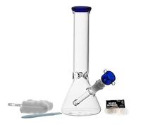 11" Glass Water Pipe 14.5mm Glass Bong Water Bong Percolator Filter Recycler Bongs with Downstem Bowl Adapter (Blue)
