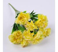 11-Head Artificial Carnation Flower 30cm Realistic Plastic(Yellow) | 11 realistic heads, 30cm total length, vibrant colours, plastic and silk mix, reusable design