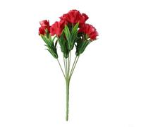 11 Head Artificial Silk Flower Carnation Artificial Flowers Bouquet Green for LEAF for Home Decoration(Red)