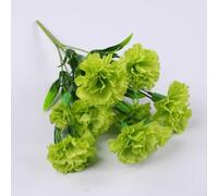 11 Head Artificial Silk Flower Carnation Artificial Flowers Bouquet Green for LEAF for Home Decoration(Green)