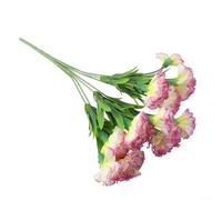 11 Head Artificial Silk Flower Carnation Artificial Flowers Bouquet Green Leaf for Home Decoration(Purple)