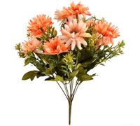 11 Heads Artificial Longevity Chrysanthemum Silk Flower Bouquet, 41cm Realistic Fake Flowers for Home Garden Table Centerpiece Wedding Party Decor(Red Sunset)