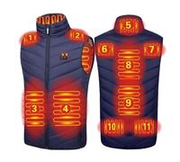11 Heating Zones Electric Heated Vest, Unisex USB Rechargeable Heated Jacket with 3 Temperature Levels, Washable Winter Bodywarmer Gilet for Outdoor Camping Riding Hiking ( Color : Blue , Size : 6XL )