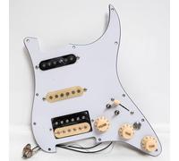 11-Hole Prewired Loaded SSH Pickguard Assembly Compatible with For Fender Strat Style ST Electric Guitar, Alnico 5 Pickup Set, Coil Split, Mute Switch, Copper Shaft Potentiometers