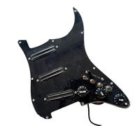 11-Hole SSS Upgrade Prewired Loaded Electric Guitar Pickguard with Dual Hot Rail High Output Pickups Set,Multifuction 4 Single Cut Switch 20 Tones Fit for Squier Strat Electric Guitar (Black)