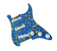 11-Hole SSS Upgrade Prewired Loaded Electric Guitar Pickguard with Dual Hot Rail High Output Pickups Set,Multifuction 4 Single Cut Switch 20 Tones Fit for Squier Strat Electric Guitar (Blue)