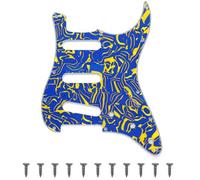11 Hole ST/Strat Style Pickguard SSS Pick Guard for USA/Mexico Stratocaster/Strat Modern Style Guitar Parts, 3 Ply with Screws (Blue Shell)