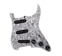 11 Holes 3Ply Single Coil SSS Electric Guitar Pickguard Pickup Loaded Prewired ScratchPlate For ST Electric Guitarra (Color : White Bk 8)