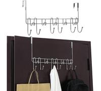 11 Hook Over The Door Organiser Rack Hanging Coats Bath Towels Hat Purses Chrome