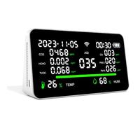 11-in-1 Air Quality Monitor, Indoor CO2/VOC/AQI/PM2.5/Thermometer/Humidity Monitor, Portable Smart Air Quality Meters, Air Quality Tester for Home Office Outdoor, Battery Powered