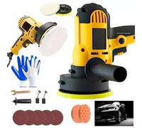 11-in-1 Electric Car Polisher Sander Buffer Kit 800W - 6 Variable Speeds 600-3700 RPM Rotary Polishing Machine with Pads & Accessories, 5” 125mm Orbital Buffer for Car, Bike & Boat - UK Plug
