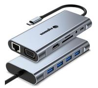 11-in-1 USB C Hub, Laptop Docking Station with HDMI VGA Ethernet Adapter, Full Functional USB C Dongle