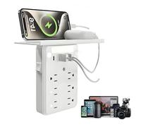 11 in 1 Wall Outlet Extender with Shelf & Night Light, Multi-Plug Outlet Splitter, Power Socket Expander USB Wall Charger - 3 USB Ports 1 Type-C 6 AC Outlets for Home & Dorm Plug Expander (1)