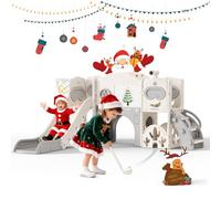 11 in1 Kids Slide,Toddler Slide Freestanding with Basketball Hoop,Toddler Climber, with Corridor, Telescope,Baby Slide Playground Equipment,Kids Slides Outdoor((Huggy Bear Slide - 7-in-1)