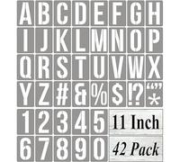 11 Inch Alphabet Letter Stencils for Painting - 42 Pack Letter and Number Stencil Templates with Signs for Painting on Wood, Reusable Numbers and Letters Stencils for Chalkboard Wood Signs & Wall Art