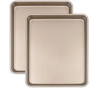 11 Inch Baking Trays for Oven Set with 2, Non-Stick Toaster Oven Pans Steel 11 x 9 Inch Biscuit Leaves for Baking