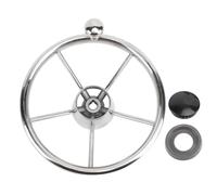 11 Inch Boat Steering Wheel, Marine Stainless Steel Steering Wheel, 5 Spoke 25 Degree Design with Foam Grip and Center Cap for Yachts Speedboats Ships