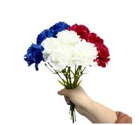 11 Inch Bouquets 10 Stem Carnations,Outdoor UV Resistant No Fade Artificial Flower,Mini Carnation Silk Petals Fake Flowers Forever Plants for Photo Props Home Party and Wedding Decor (Red White Blue)