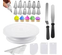 11 Inch Cake Decorating Kit, 69 Pcs Cake Decorating Kits, Rotating Cake Stand, Cake Scrapers, Cake Spatula, Cake Icing Piping Kit with Nozzles, for Decorating Cake Baking Professionals Home Bakers
