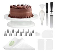 11 Inch Cake Turntable Cake Decorating Kit, 120 Pcs Cake Decorating Tools, Rotating Cake Stand, Cake Scrapers, Cake Spatula, Cake Icing Piping Kit with Nozzles, for Decorating Cake Baking Set