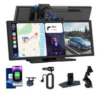 11 Inch Car Screen for Apple CarPlay and Android Auto with 4K Dash Cam | 1080P Rear Camera, Split-Screen Display, GPS Navigation, Bluetooth, AUX and FM Audio, Voice Control, Easy Installation