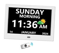11-inch Digital Clock with Day and Date for Elderly Alzheimer's Clock Customizable Alarms 3 Display Modes Large Font Digital Clocks for Seniors Alarm Clocks Auto DST White