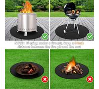11-Inch Double-Sided Fire Pit Mat for Under-Grill BBQ - Heat-Resistant Fireproof Fiberglass & Silicone, Deck & Patio Protection