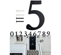 Elegant Black Finish Extra Large House Numbers - Solid Metal Address Numbers for Door Plate, Home Gate, Building, Store, Mailbox (5 Pack)