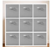 11 Inch Fabric Storage Bins, Storage Cubes, Collapsible Cube Storage Box, Fabric Closet Organizers with Handle for Home, Office, Shelf, Closets, Bedroom, Living Room, Grey, 9 Pack