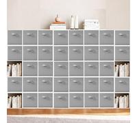 11 Inch Fabric Storage Bins, Storage Cubes, Collapsible Cube Storage Box, Fabric Closet Organizers with Handle for Home, Office, Shelf, Closets, Bedroom, Living Room, Grey, 36 Pack