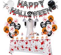 11 Inch Halloween Decoration Set - Ghost Balloons Horny Spiders | PVC Material - Kit Full Horror Celebration Blood Table Skull House Adhesive Garden Tape