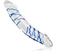 11 inch Huge Double Head Glass Dildo, Blue Swirl Rock Hard Large Realistic Crystal Penis with Vivid Glans for Double Sided, Anal Butt Plug G-spot Stimulator, Adult Sex Toy for Women
