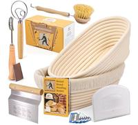 11 Inch Oval Bread Banneton Proofing Basket with Liner Cloth- Set of 2 + Premium Bread Lame and Slashing Scraper, the ideal Baking Bowl for Sourdough and Yeast Bread Dough by Criss Elite