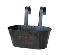 11 Inch Railing Fence planter With Detachable Hooks, Large Hanging Planter Plant Pots Trough Garden Fence Balcony Railing, Metal Iron Flower Pot Vase Hanging Balcony Garden Planter Home Decor
