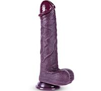 11 inch Realistic Huge XL Dildo,Silicone Soft Black Penis Real Feel Anal