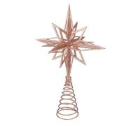 11 Inch Rose Gold Christmas Tree Topper Star, Glittered Metal Treetop Ornament for Holiday Tree Decoration, Ideal for Christmas Tree Ornament
