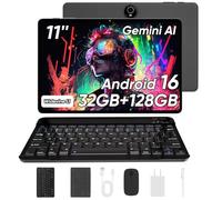 11 Inch Tablet with Keyboard, Android 15 Tablets, 12GB+128GB, 1TB Expand, 8000mAh Battery, 5MP+8MP Camera, Dual Band WiFi 6, IPS Touch Screen, Mouse/Stylus/Case/Charger Inside, Great Gift -Black